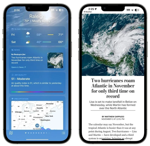 丰宁苹果14维修分享iPhone 14手机如何看天气时顺带看新闻 