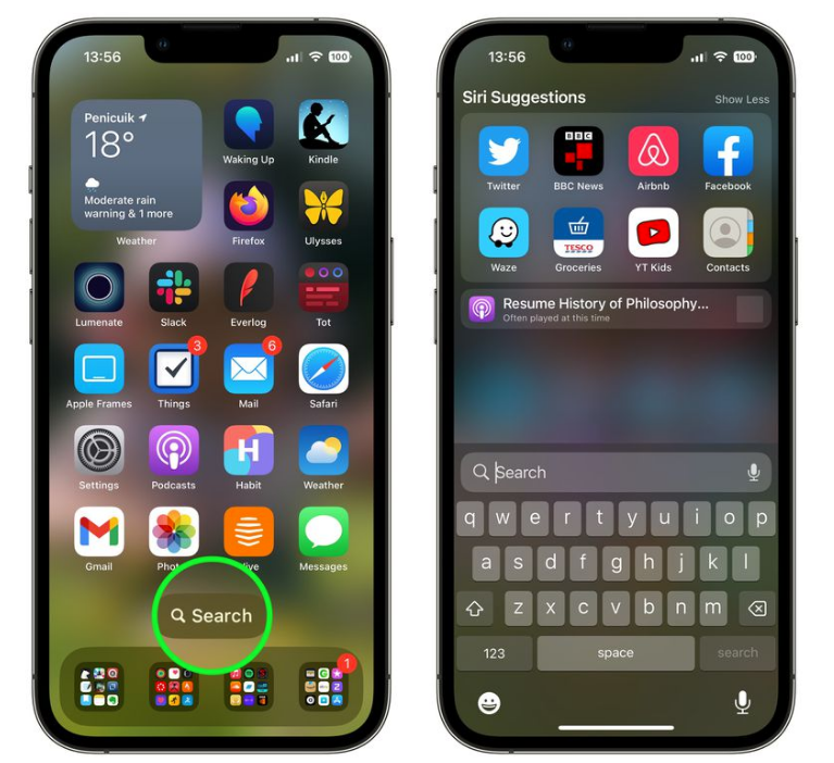 丰宁苹果手机维修分享升级到 iOS 16 后，如何删除主屏幕上的搜索按钮 